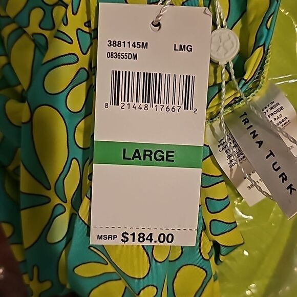 Trina Turk Women Trellis Zip Front Long Sleeve Paddle Swimsuit Rashguard Size L - Picture 14 of 15